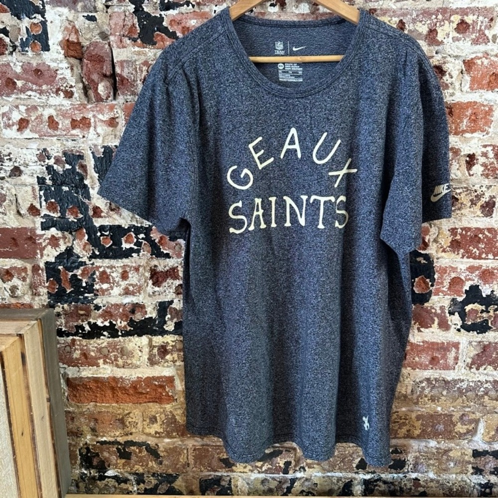 Nike New Orleans Geaux Saints T-Shirt short sleeve Gray Tee Mens 2XL XXL